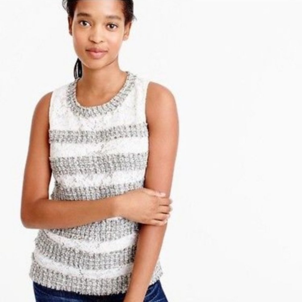 J.Crew tweed and lace striped tank top